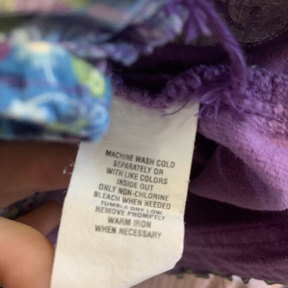 Children’s Place Purple Velveteen Jumper Dress 4T Storybook Bird Floral Appliqué - Picture 8 of 10